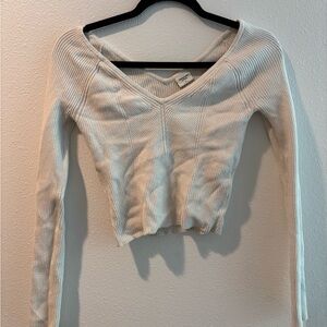 Abercrombie & Fitch Cream Ribbed Crop Blouse